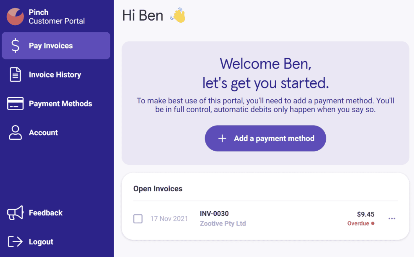Pinch Payments Customer Portal