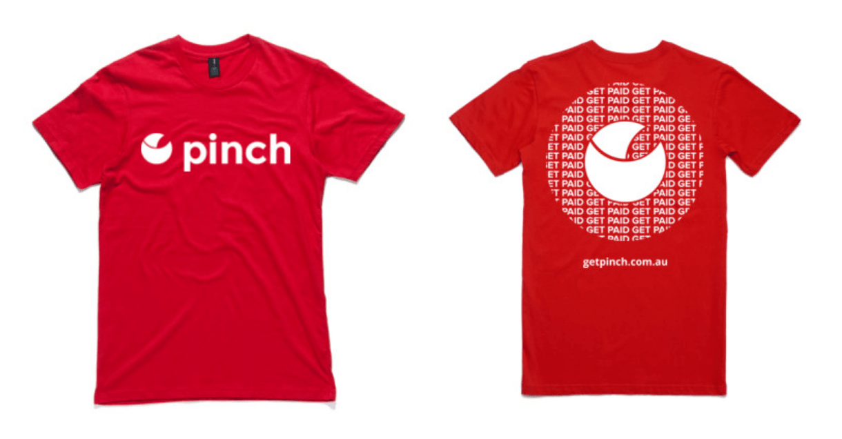 picture of a red shirt that says pinch